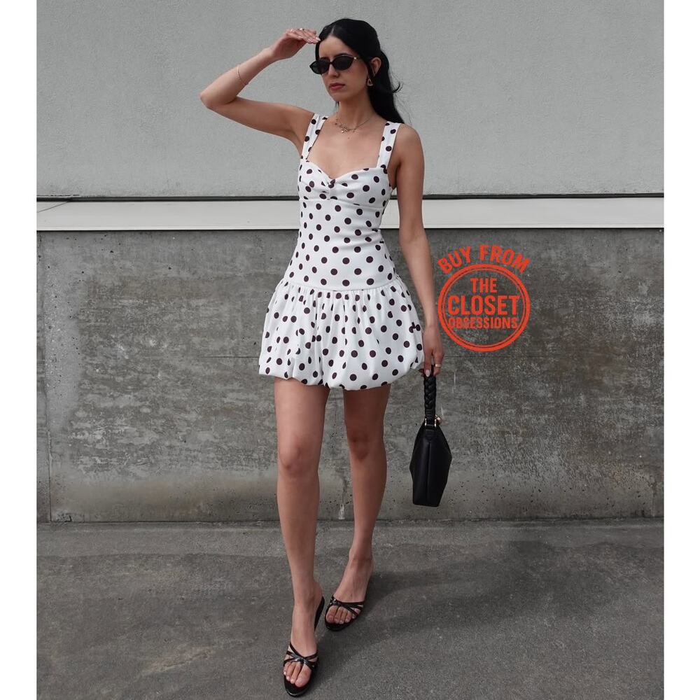 ZARA Polka Dot Balloon Mini Dress NWT Sweetheart Neck European Summer Dress M L - Picture 12 of 16